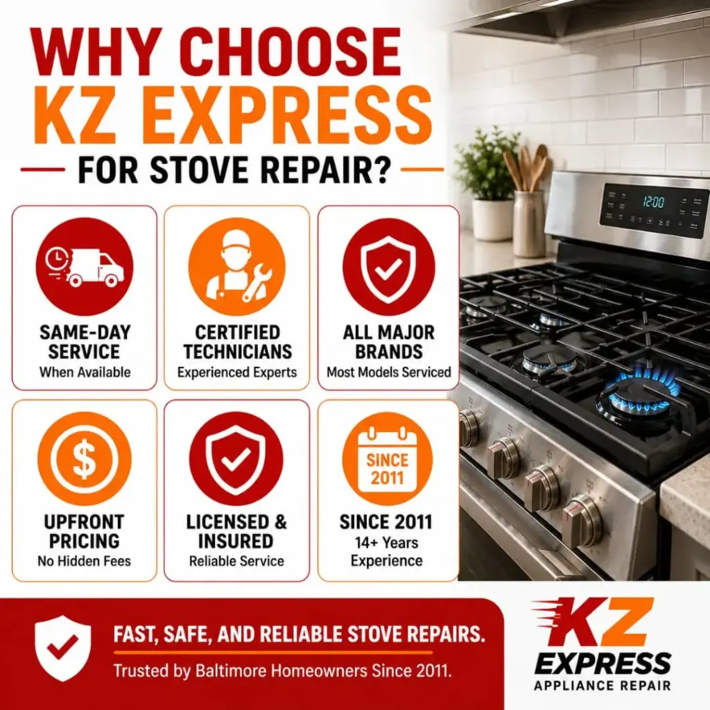 Why Choose KZ Express for Stoves Repair in Baltimore Why Choose KZ Express for Stoves Repair in Baltimore