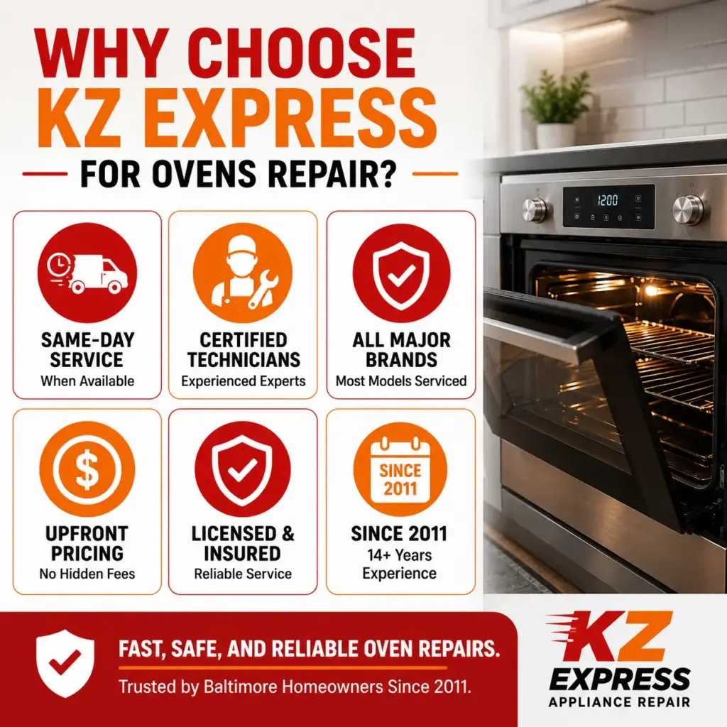 Why Choose KZ Express for ovens Repair in Baltimore Why Choose KZ Express for ovens Repair in Baltimore