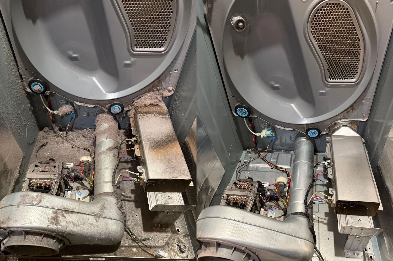 Before and after Samsung Dryer repair in Baltimore