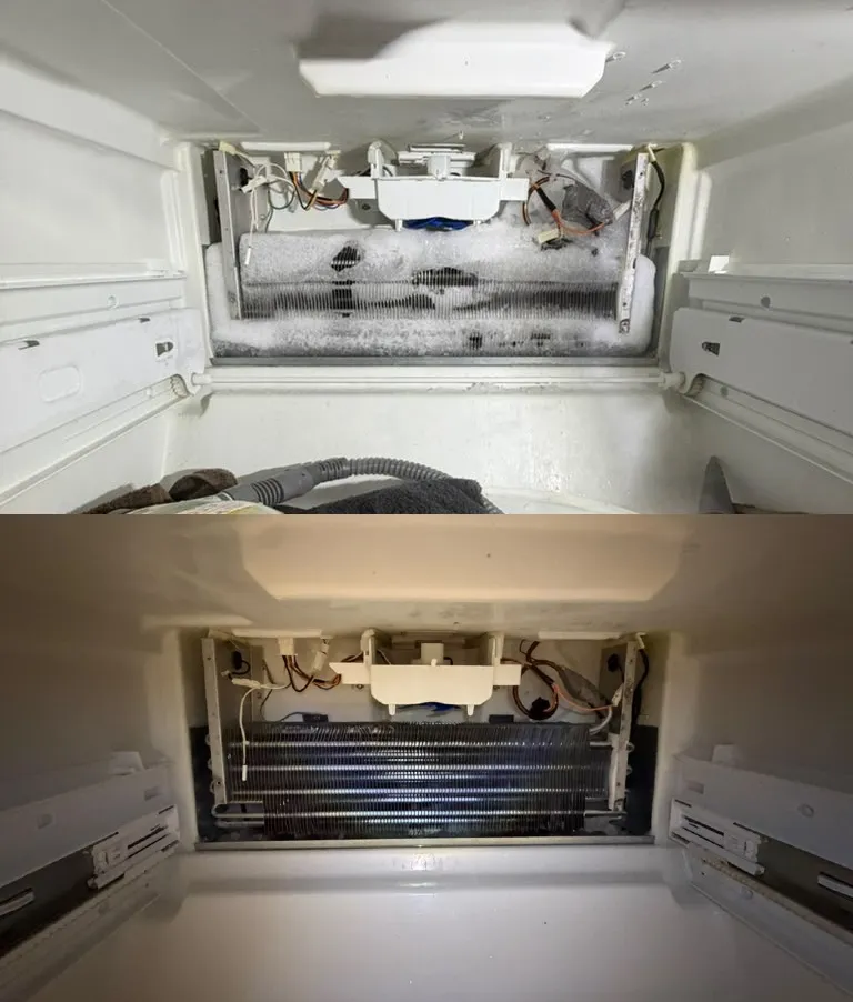 before & after Whirlpool french door refrigerator repair