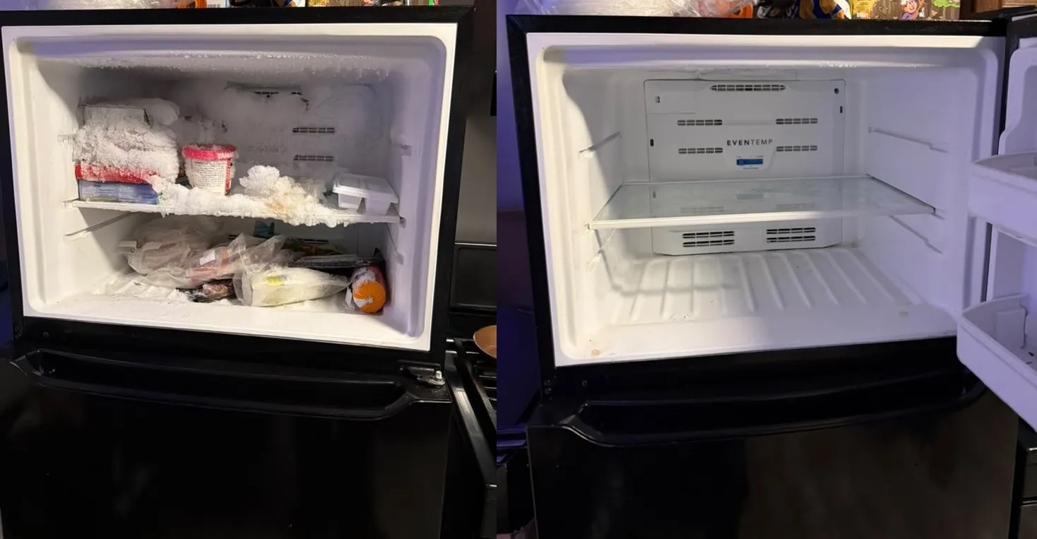 before and after Frigidaire refrigerator repair